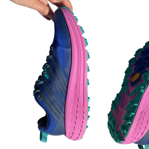 Hoka Speedgoat 4 shoes trail running athletic blue pink women’s 7 - Picture 6 of 10